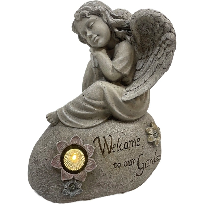 V637-49462WEL-202508251245-00 Welcome Garden Angel w Solar Light 44cm - Image 1