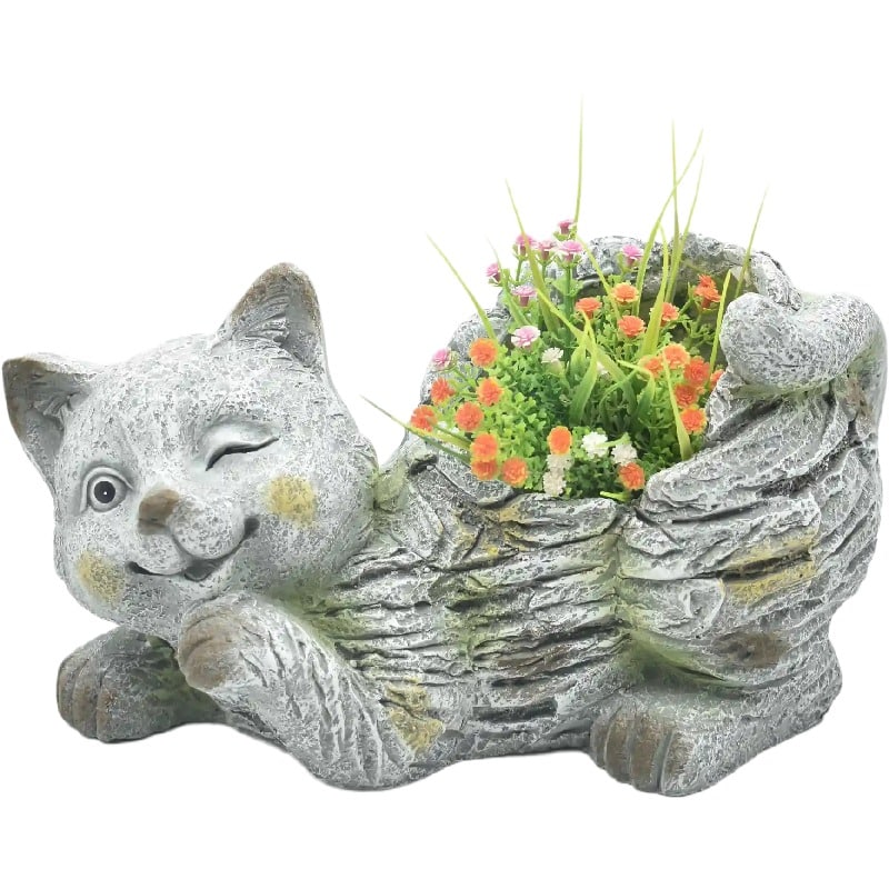 V637-49477CAT-202508251253-00 Winking Cat Planter w Hole + Plug 35cm - Image 1