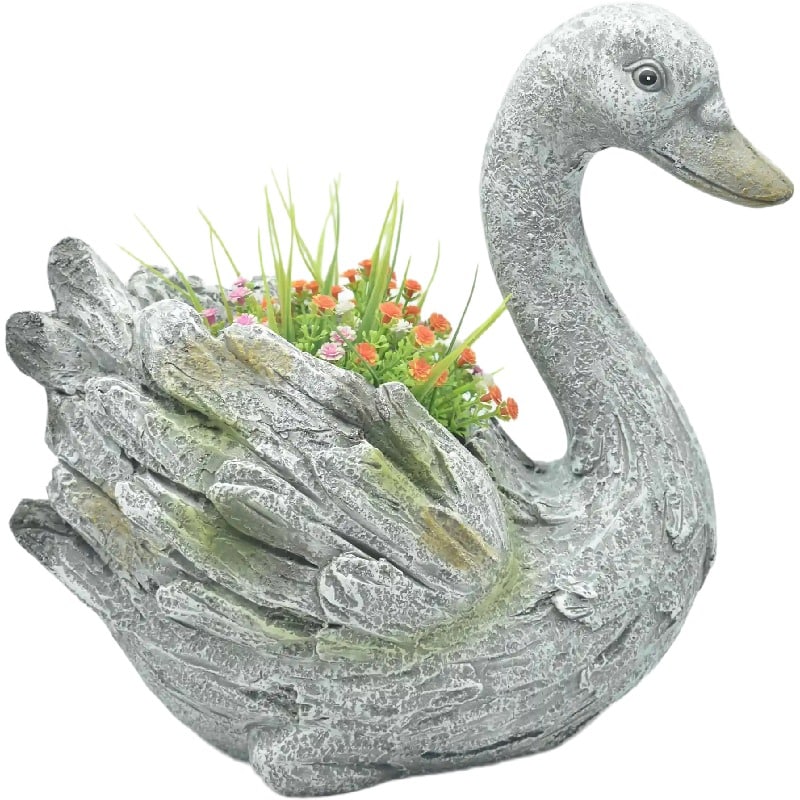 V637-49478SWN-202508251253-00 Elegant Swan Planter w Hole + Plug 34cm - Image 1