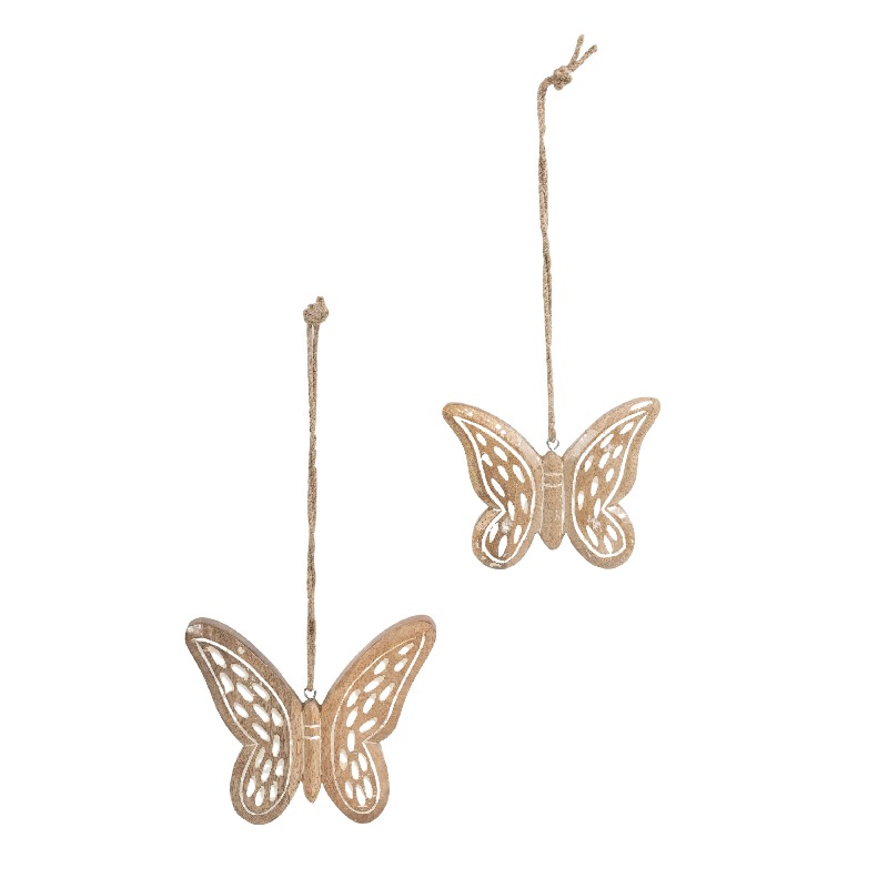 V637-50541BTF-202508251325-00 Set 2 Handcrafted Hanging Butterflies 18cm, 15cm - Image 1