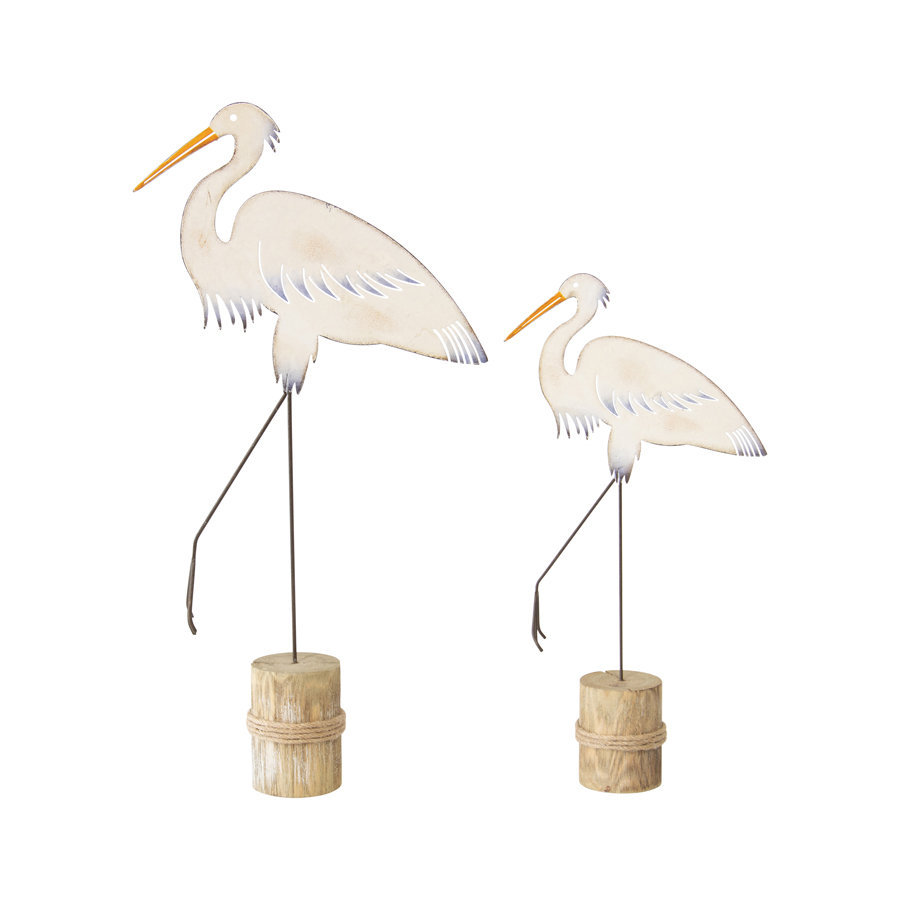V637-52394HRN-202508251345-00 Set 2 Herons on Wooden Stump 49cm - Image 1