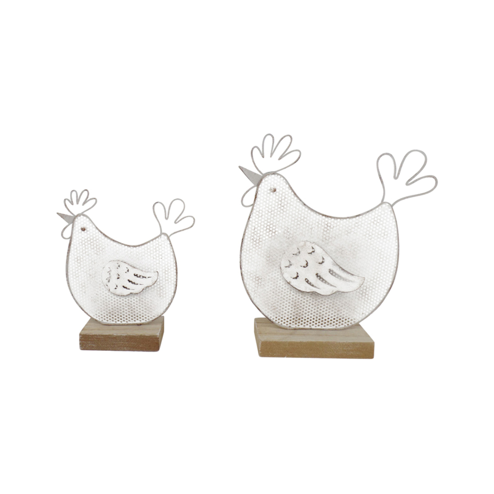 SAMSUNG CAMERA PICTURES Set 2 Mum & Child Wire Chooks on Wood Base Ornament 19cm - Image 1
