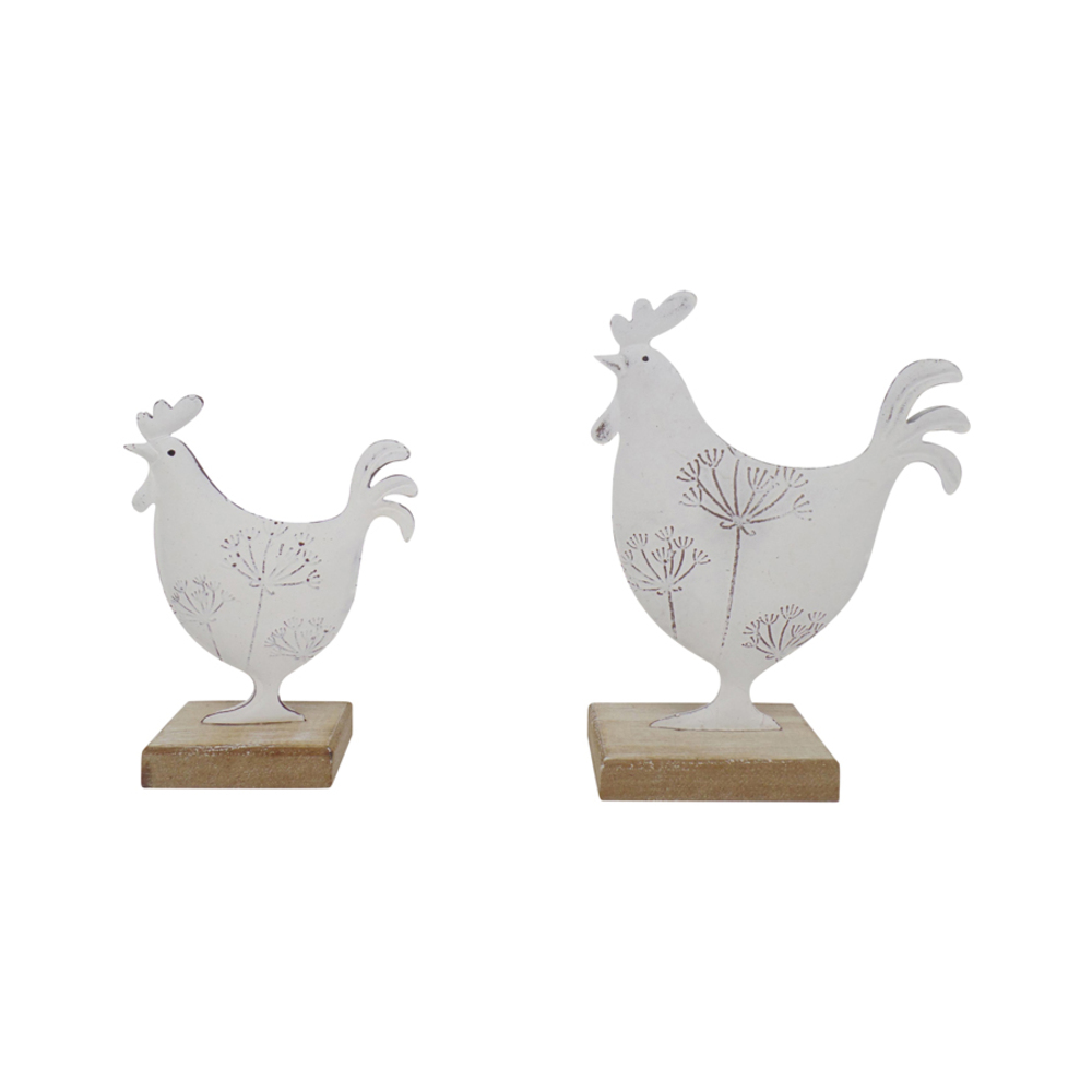 SAMSUNG CAMERA PICTURES Set 2 Dad & Son French Country Roosters on Base 19cm - Image 1