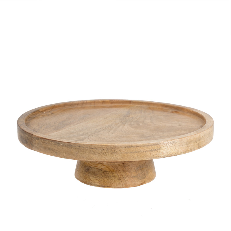 V637-53622CKE-202508251725-00 Handcrafted Mango Wood Classic Footed Cake Stand 30cm - Image 1