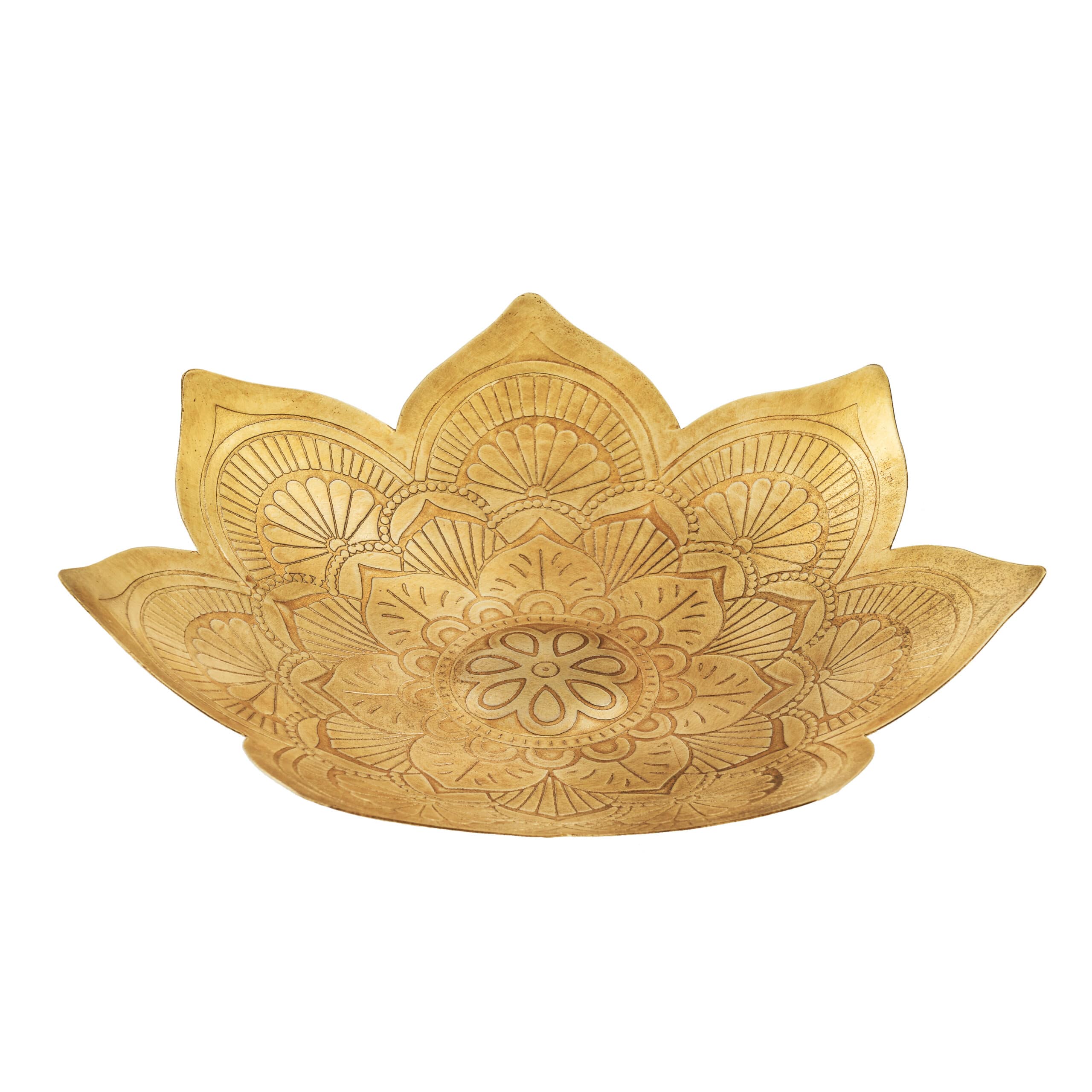 V637-59084BWL-202508251815-00 Handcrafted Metal Pressed Mandala Shape Bowl 28cm - Image 1