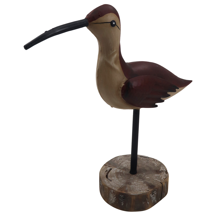 V637-59506BRD-202508251825-00 Bird w Brown Plumage + Wood base Ornament 30cm - Image 1