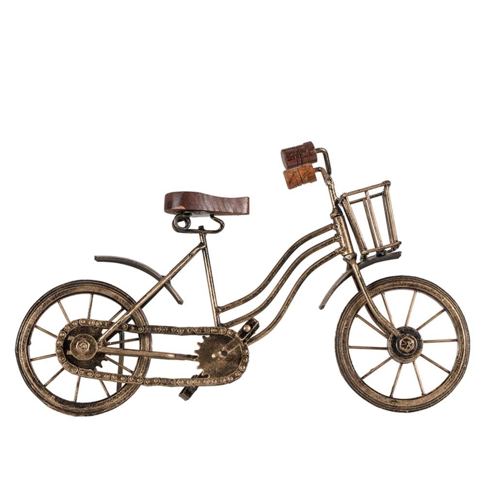 V637-67502BYC-202508251835-00 Vintage Bicycle w Basket Antique Gold 32cm - Image 1