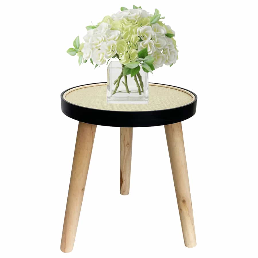 OLYMPUS DIGITAL CAMERA Round Rattan top 3 Legged Potplant Stand / Side Table 34cm - Image 1