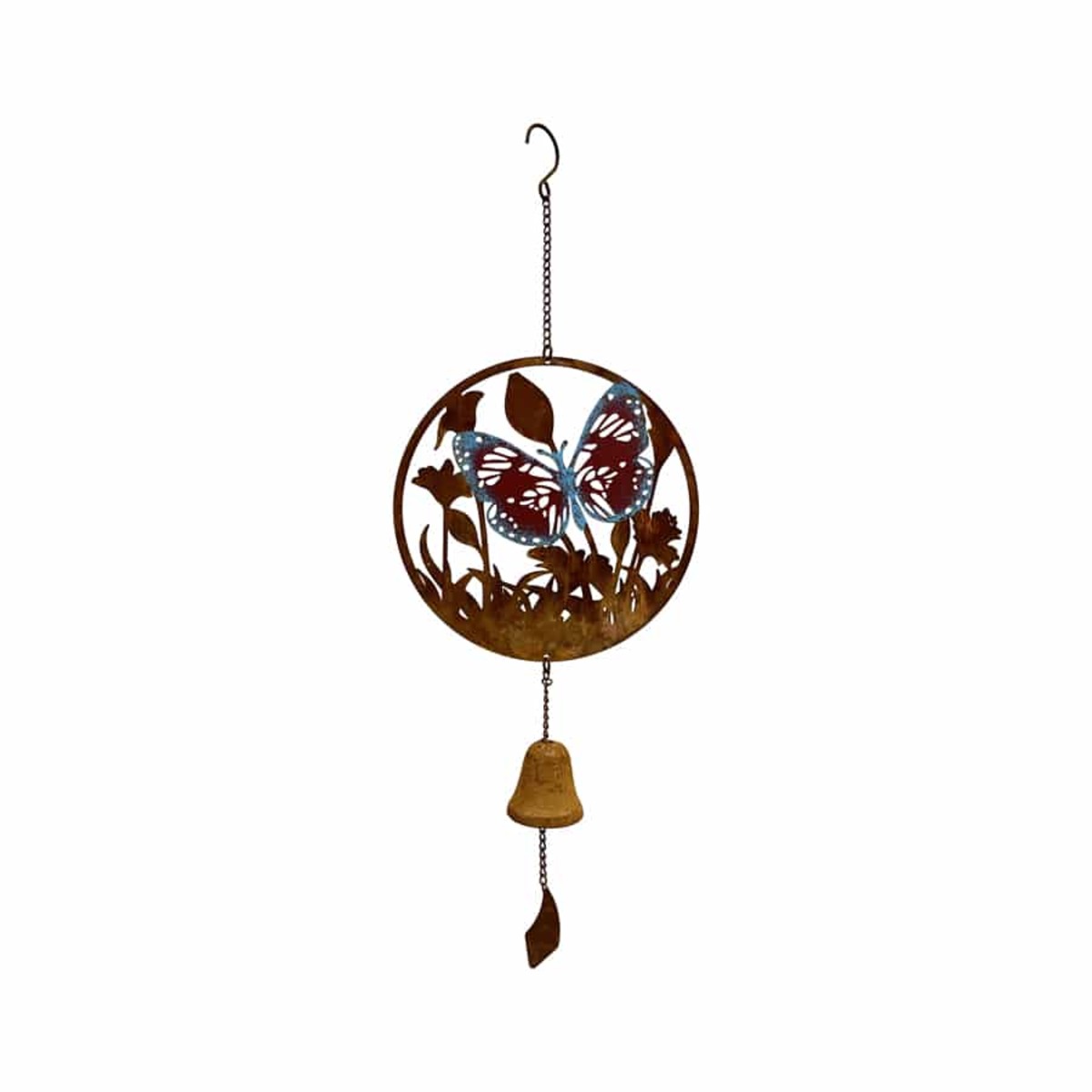 V637-71494BTF-202508251925-00 Rust & Colour Butterfly Bell Hanger 63cm - Image 1