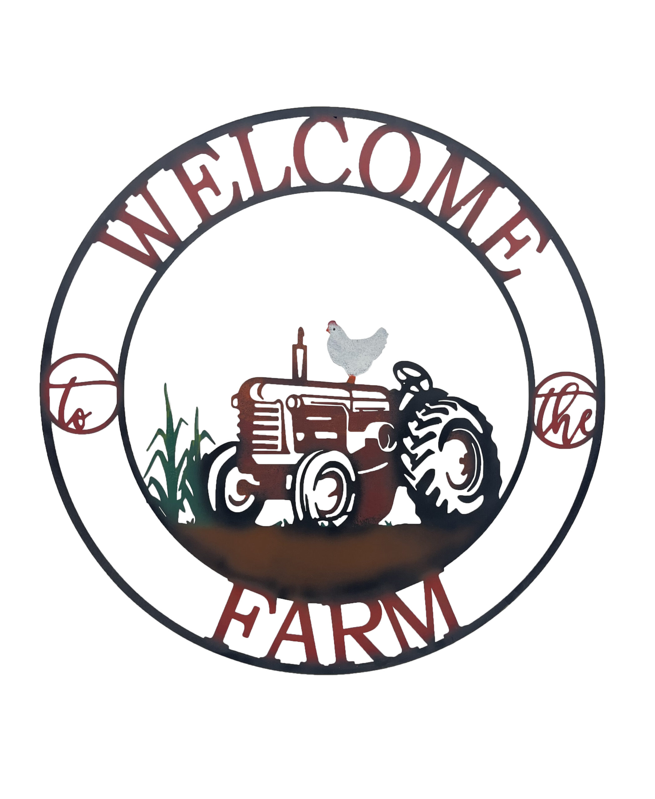 V637-71647WEL-202508251945-00 Laser Cut Tractor Welcome Wall Art 60cm - Image 1