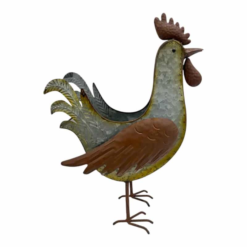 V637-71663RST-202508251540-00 Distress Finish Rooster Planter / Storage Holder 39cm - Image 1