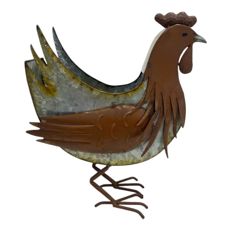 V637-71664CHK-202508251540-00 Distress Finish Chicken Planter / Storage Holder 33cm - Image 1