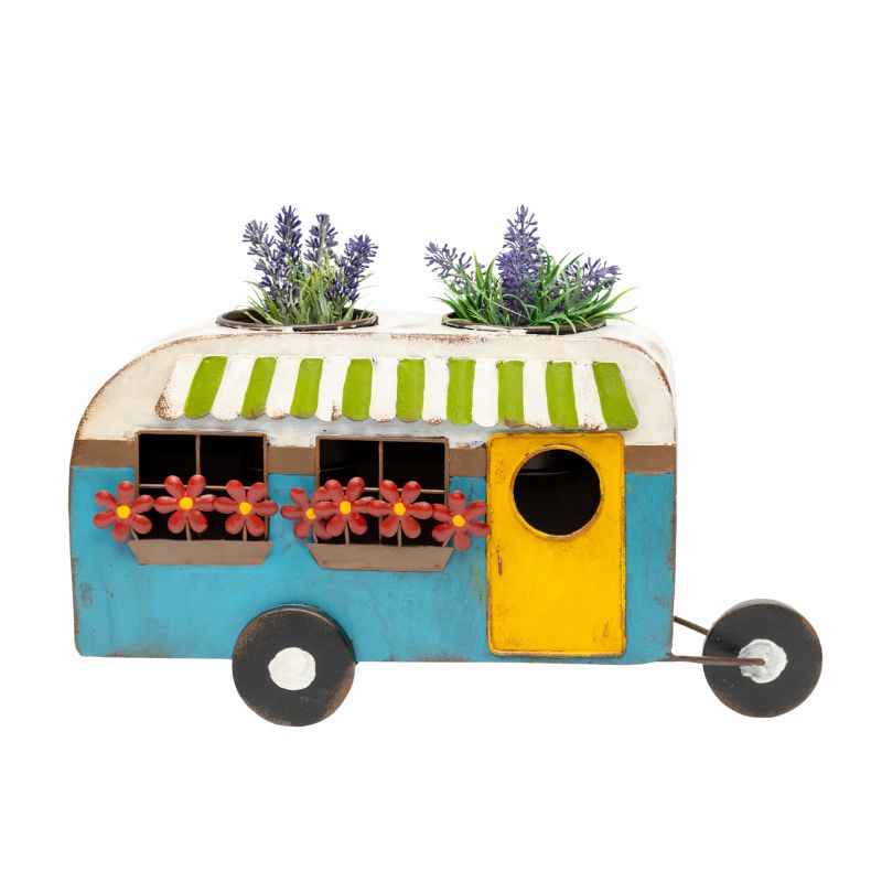 V637-74134CVN-202508251611-00 Colourful Caravan Double Pot Planter 43cm - Image 1
