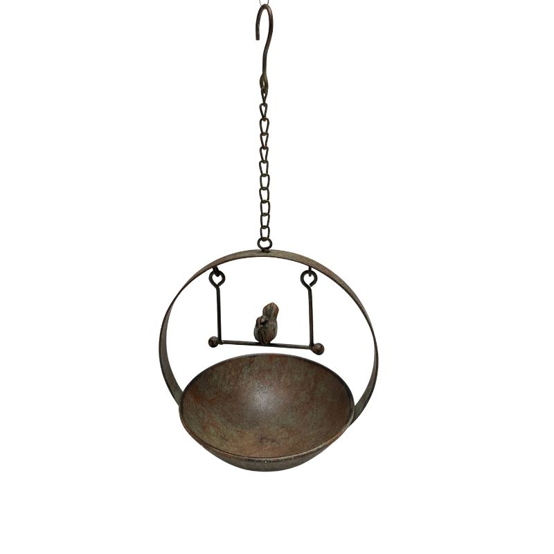 V637-74149BRD-202508251615-00 Hanging Birdfeeder w Bird on Swing 48cm - Image 1