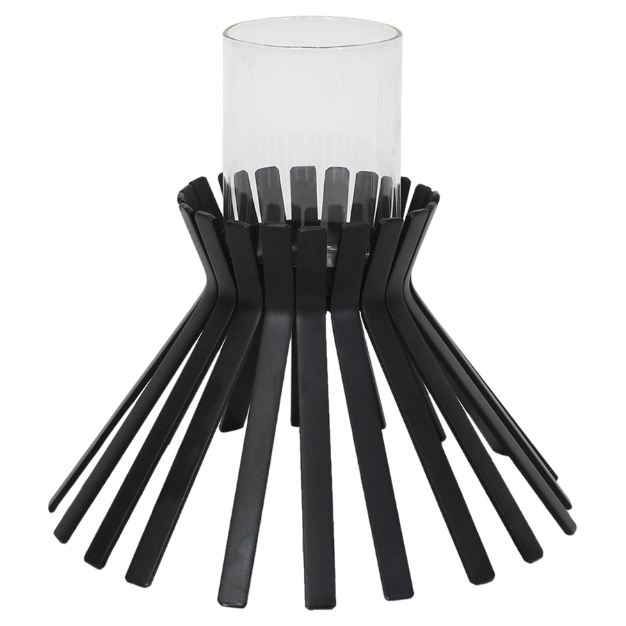 V637-78724CDL-202508251625-00 Eclipse Slatted Pillar Candleholder 23x21cm - Image 1