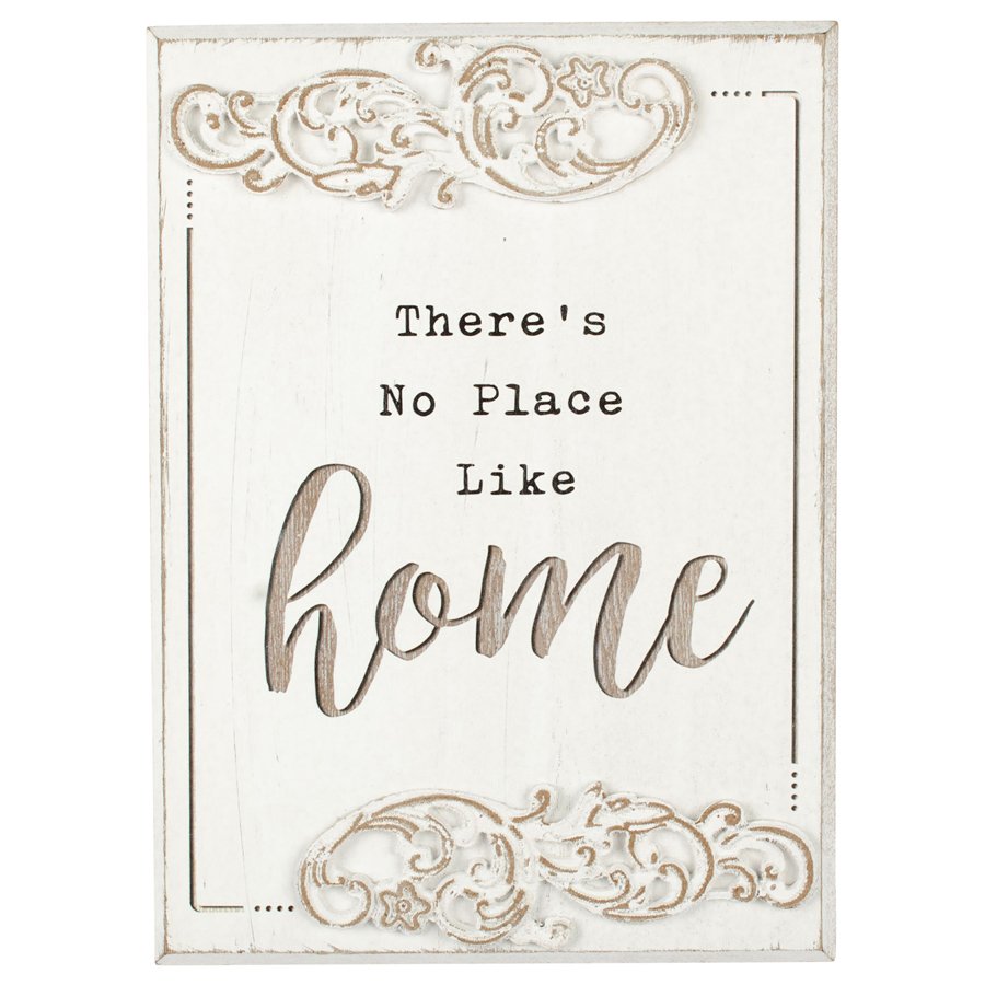 V637-90299HOM-202508251715-00 Wood-carved 'No Place Like Home' Wall Art 20x27cm - Image 1