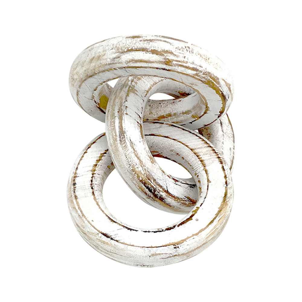 V637-92086LNK-202508251825-00 Chunky Whitewash Wood Circle Chain Link 26cm - Image 1