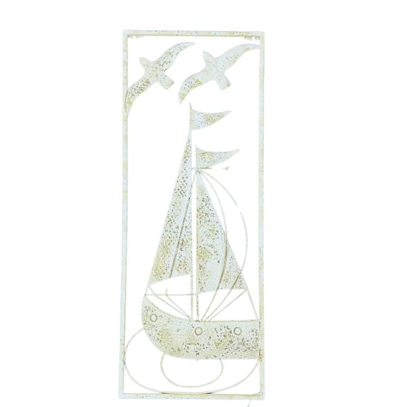 V637-97046BOA-202508251915-00 Distressed Finish Sail Boat Wall Art 90cm - Image 1