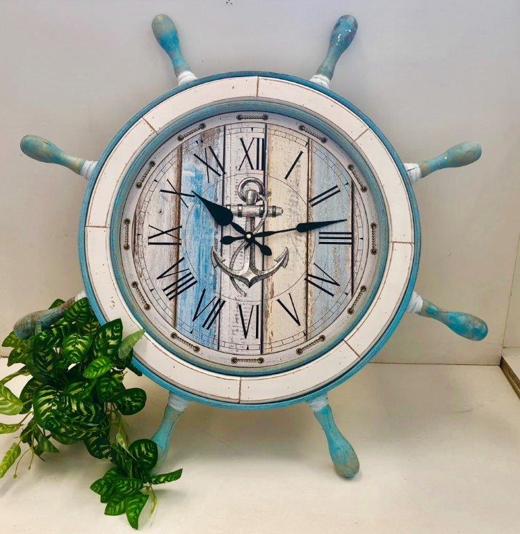 V637-ACC24399-202508251920-00 Oversized Ships Wheel Wall Clock 73cm - Image 1
