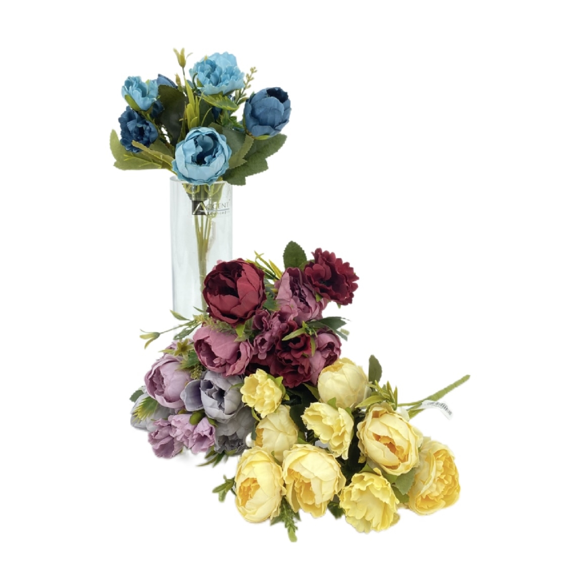 V637-AFL32424-202508251630-00 bulk 36 Artificial Peony & Chrysanthemum 10 Heads Assort 28cm - Image 1