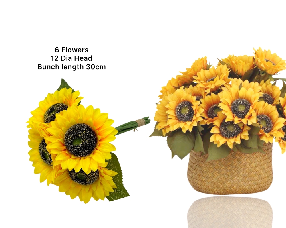 V637-AFL32932-202508251640-00 bulk 12 Artificial Sunflower Bunch 6 Flowers 30cm - Image 1