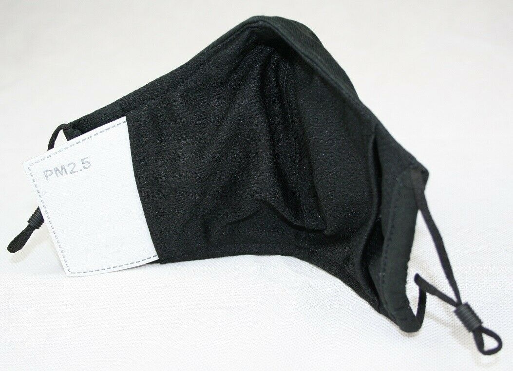 V637-COTMB-202508251740-00 Face Mask Reusable Cotton Cloth Fabric w 2 Pm2.5 Perfect Fit Adjustable Black - Image 1