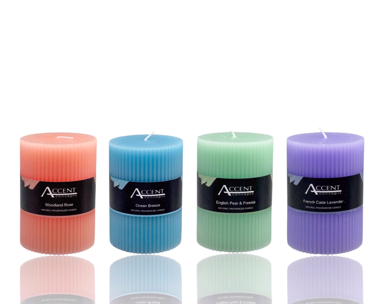 V637-CPU35056-202508251820-00 bulk 36 Scented Ripple Pillar Candle 4 Assorted 7x10cm - Image 1