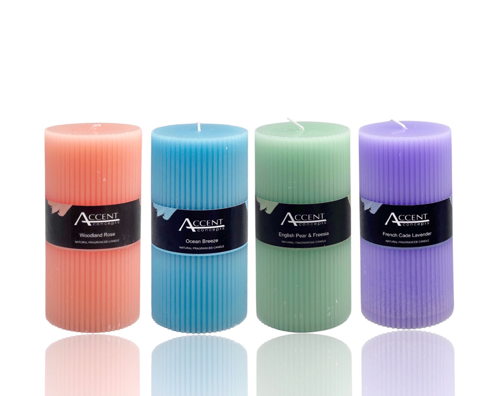 V637-CPU35057-202508251825-00 bulk 24 Scented Ripple Pillar Candle 4 Assorted 7x14cm - Image 1