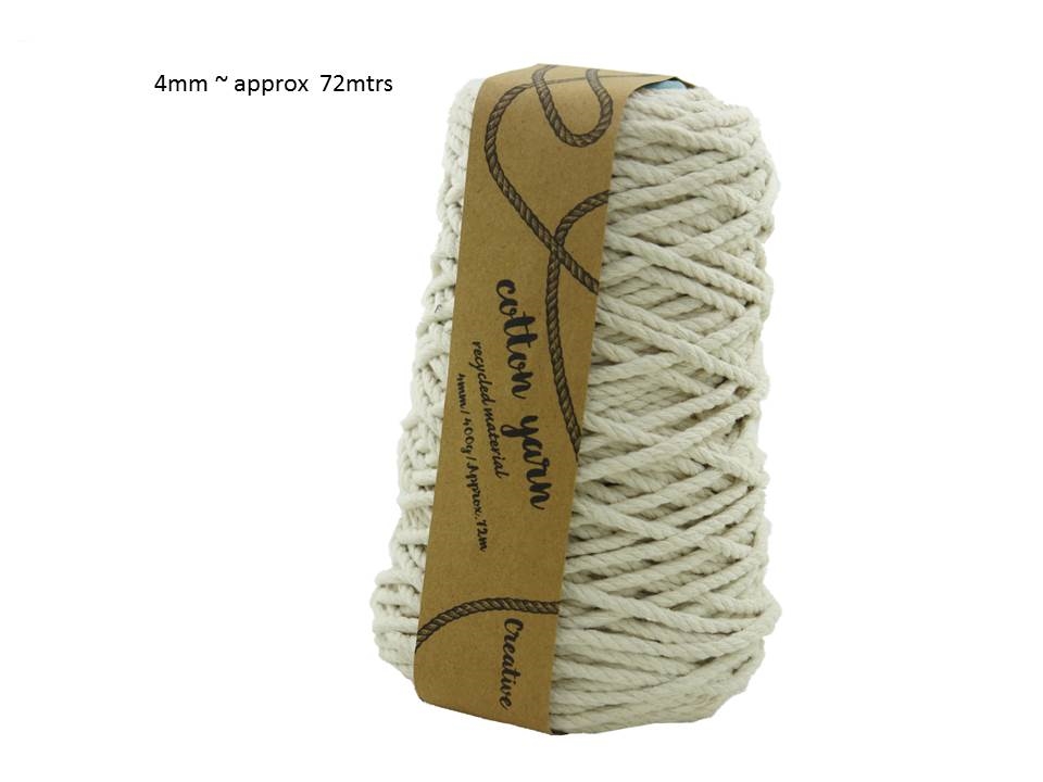 V637-CRA27886-202508251910-00 bulk 12 Macrame Cotton Yarn 72mtrs 4mm 400G Natural - Image 1