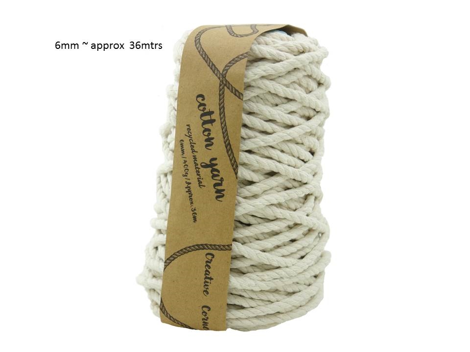 V637-CRA27887-202508251910-00 bulk 12 Macrame Cotton Yarn 36mtrs 6mm 400G Natural Knitting - Image 1