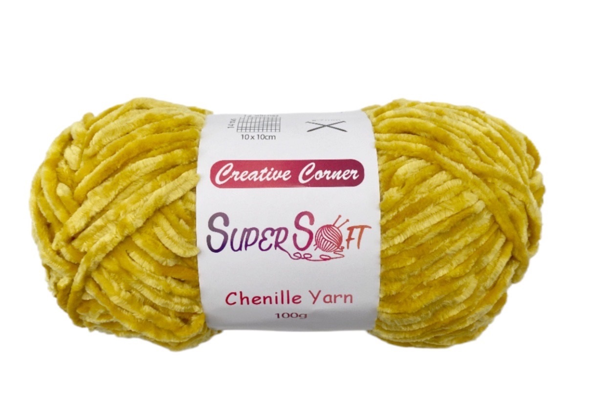 V637-CRA31388-202508251930-00 bulk 12 Yellow Super Soft Chenille Yarn 100G - Image 1