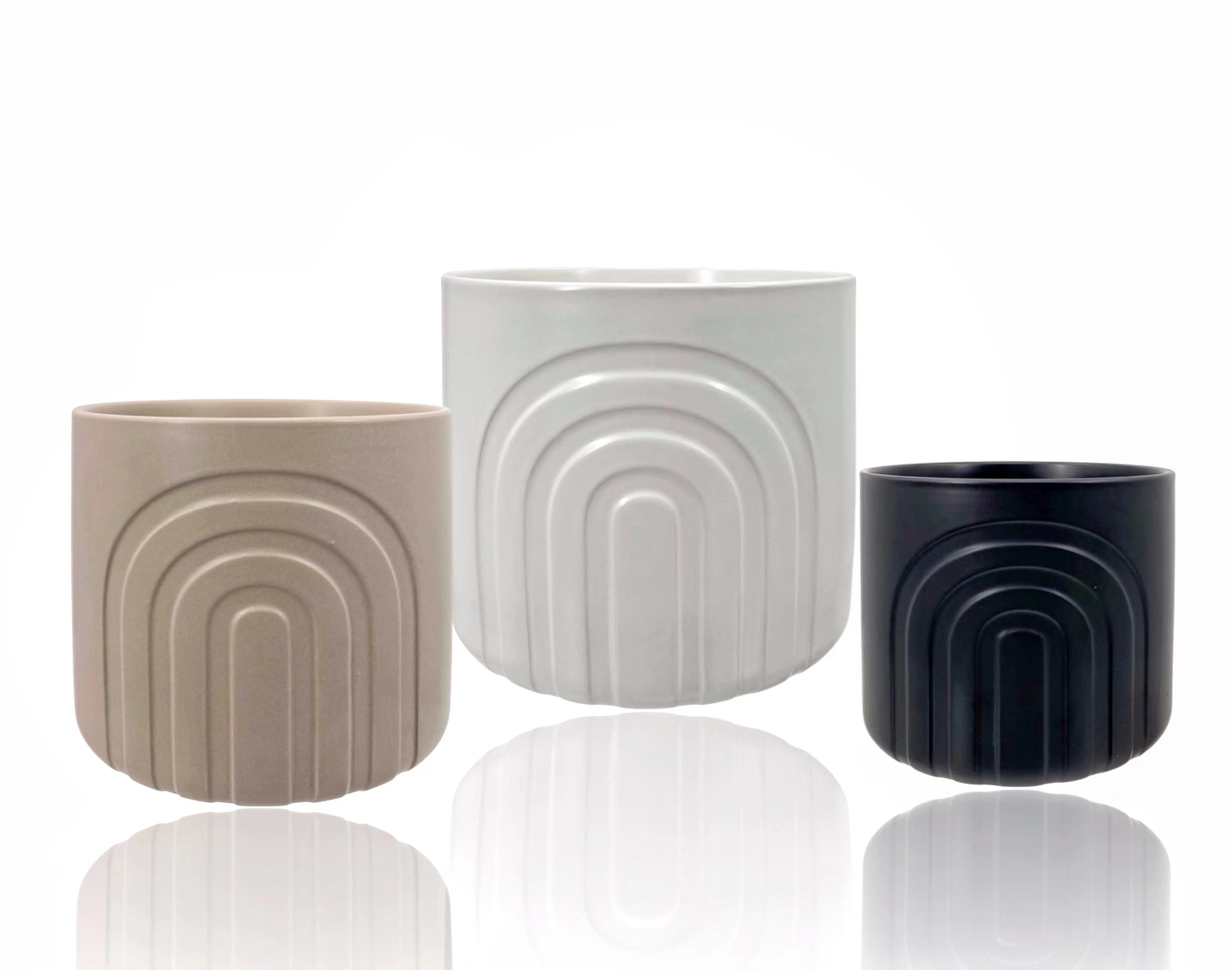 V637-CVA32538-202508251953-00 bulk 6 Boho Rainbow Ceramic Pot Assort 16cm - Image 1