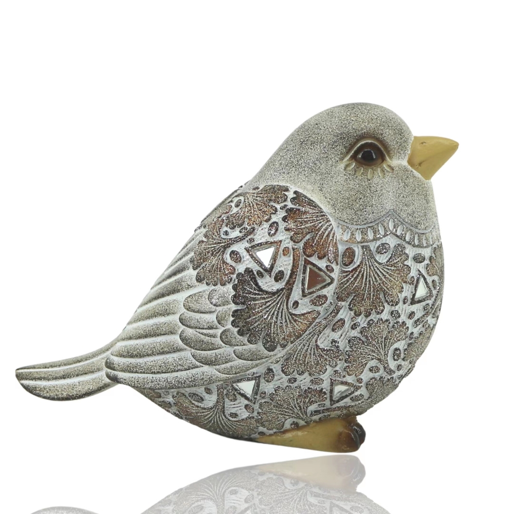 V637-DCO32690-202508251615-00 Polyresin Deco Bird ornament 15cm - Image 1