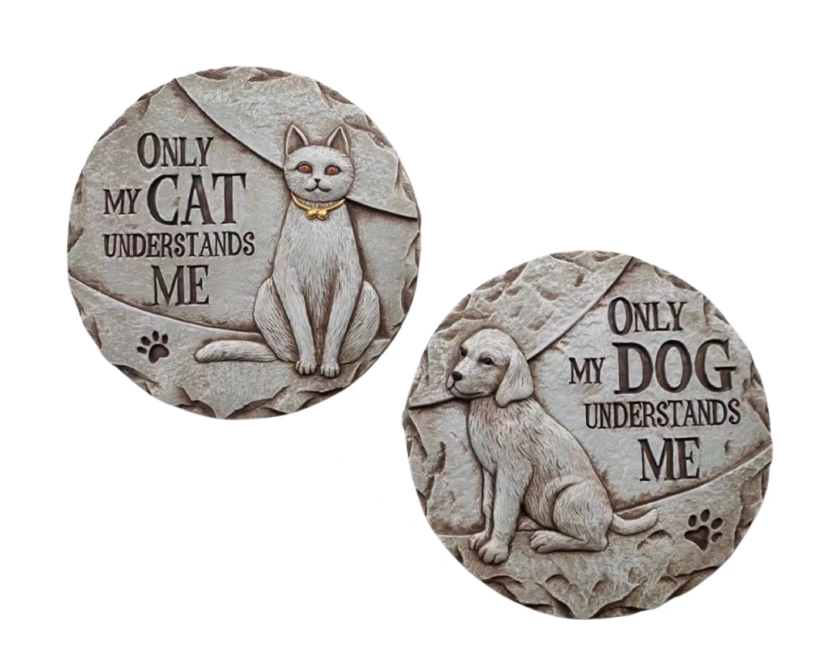 V637-DCO32711-202508251620-00 Set 2 Concrete Cat & Dog Wall Plaque 25cm - Image 1