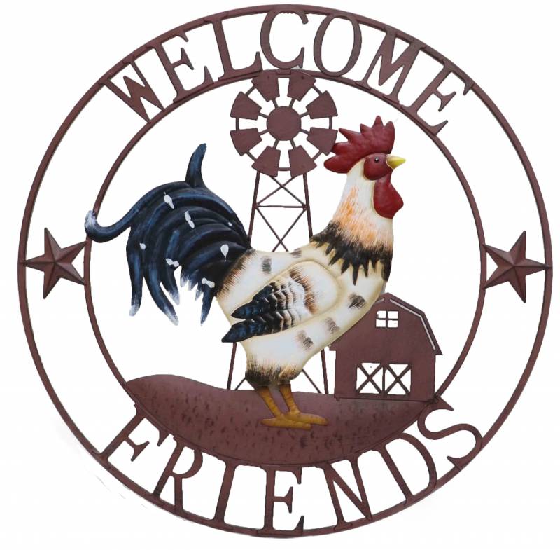 V637-E522857-202508252105-00 Farm Rooster Metal Wall Art 56x56cm - Image 1