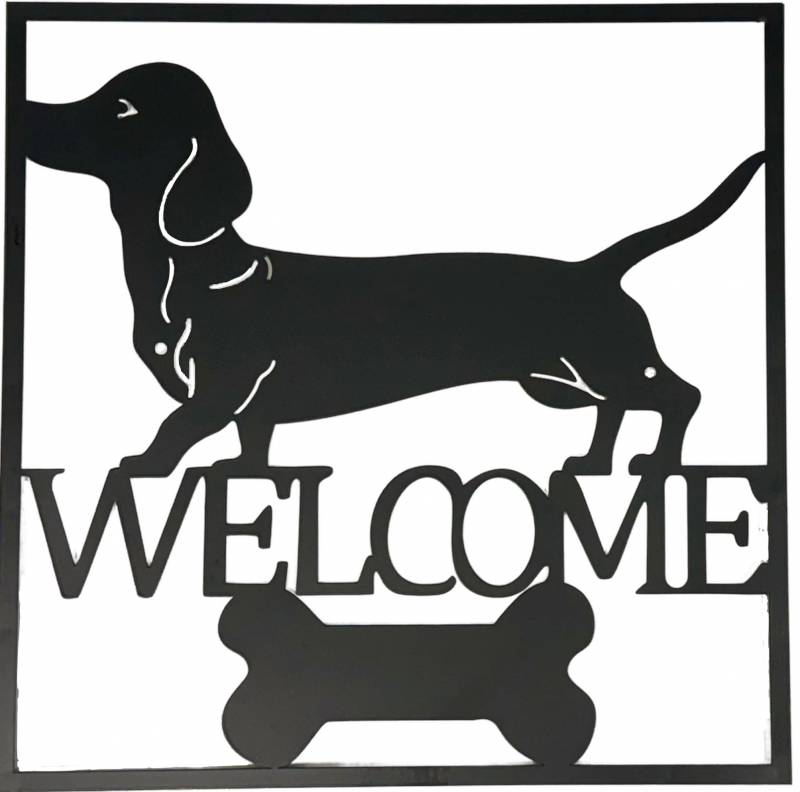 V637-E522902-202508252115-00 Welcome Dachshund Wall Art 40cm - Image 1