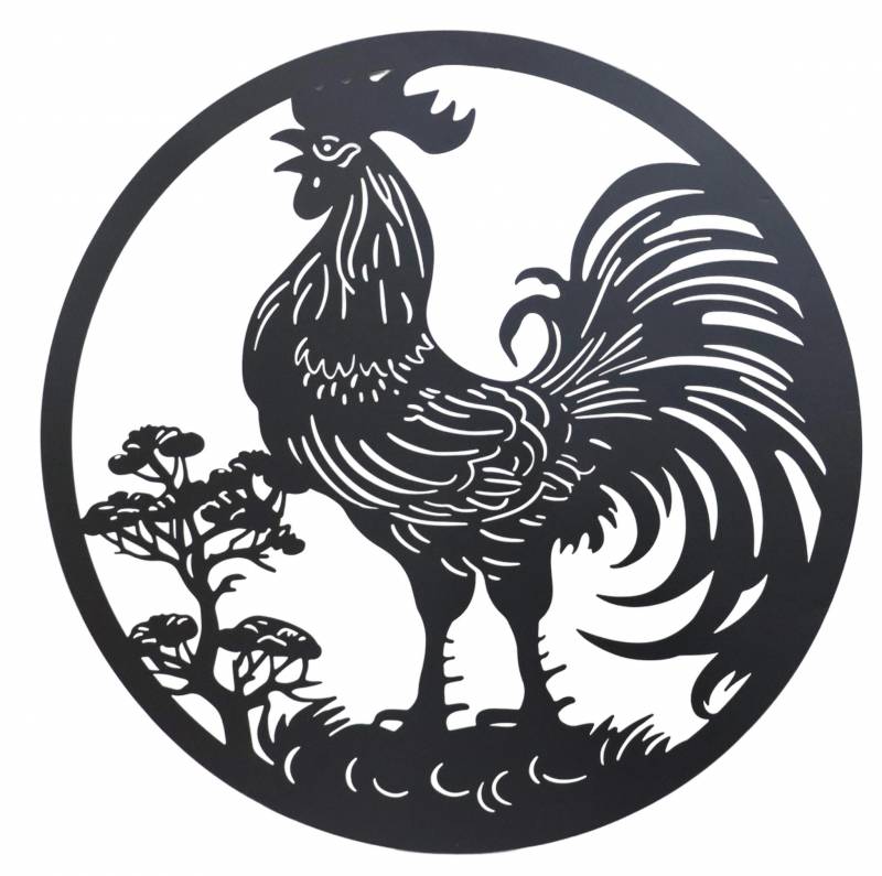 V637-E522915-202508252120-00 Round Rooster Metal Wall Art 98cm - Image 1