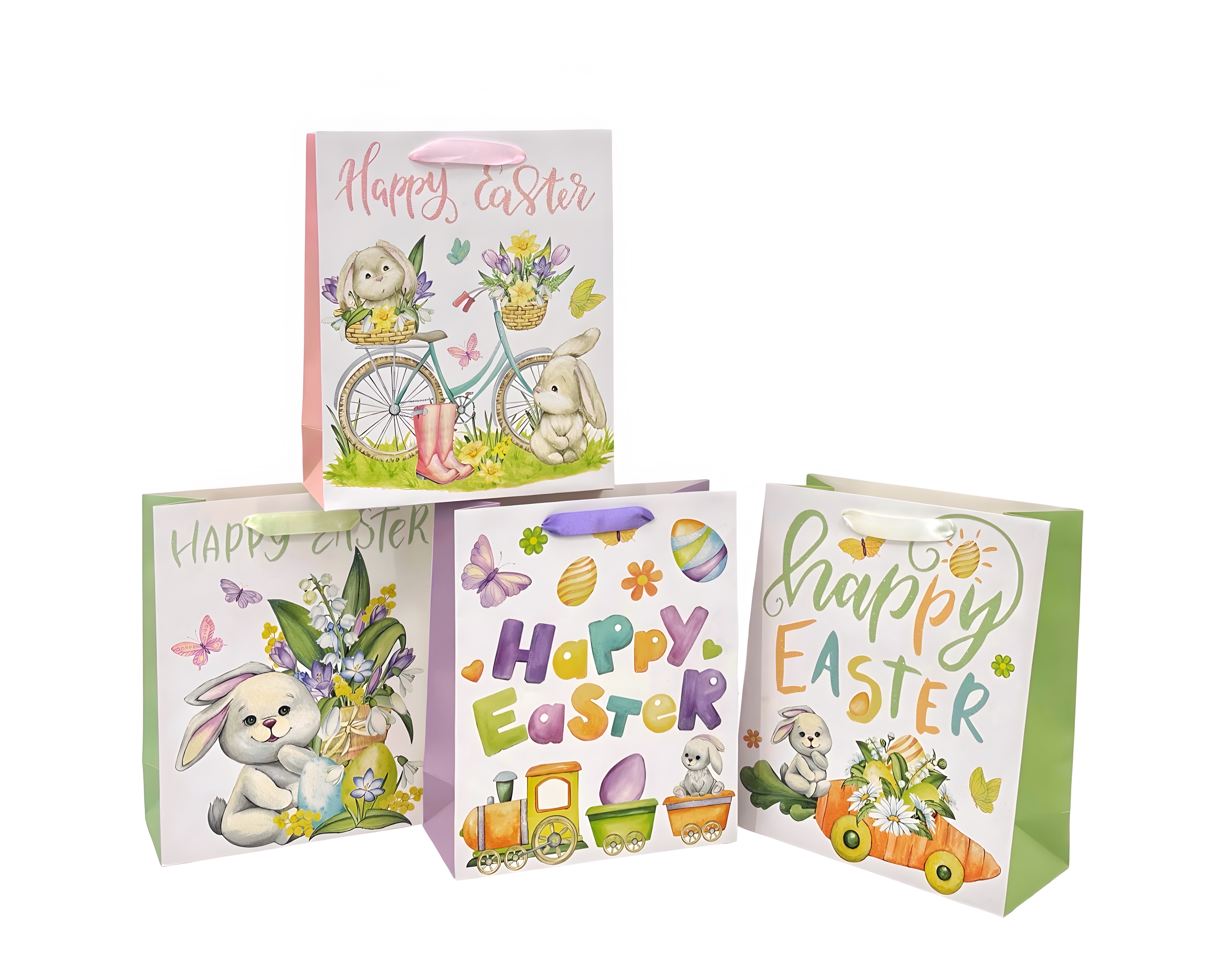 V637-EAS35179-202508252010-00 bulk 24 Xlarge Easter Time Gift Bag 4 Assort 31x42cm - Image 1
