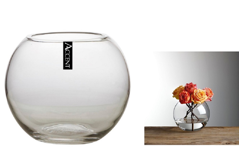 V637-GBO30319-202508252015-00 Glass Rose Fish Bowl 15x12cm - Image 1