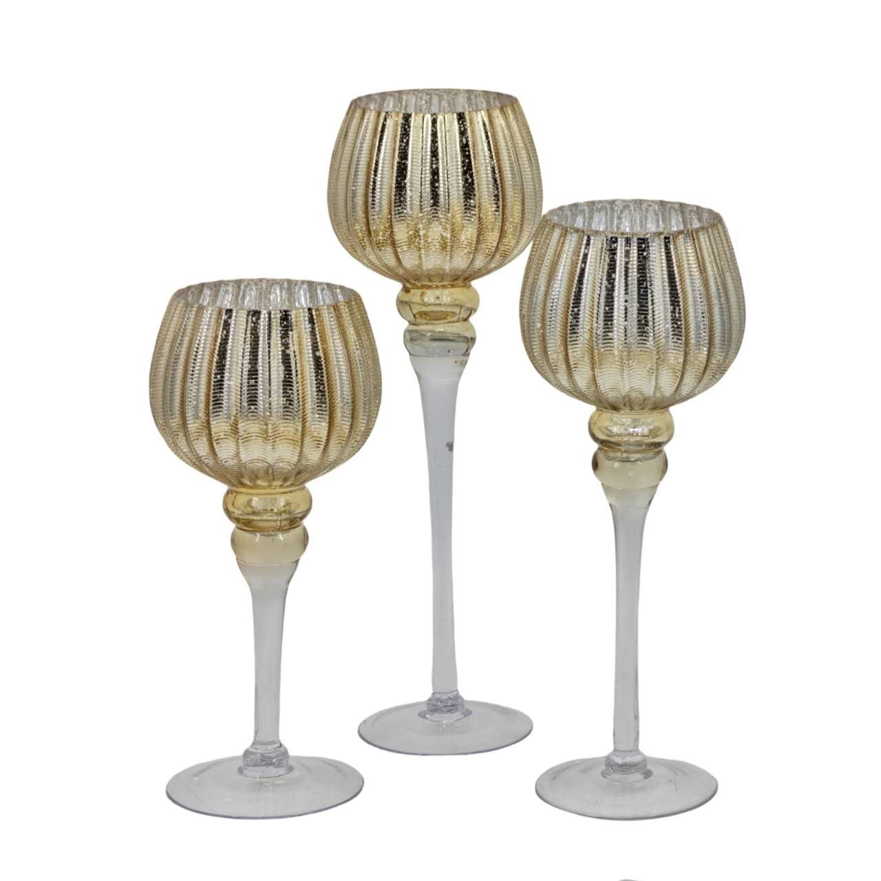 V637-GCH37984-202508252035-00 Set 3 Gold Glass Goblet Candle Holder 40cm - Image 1