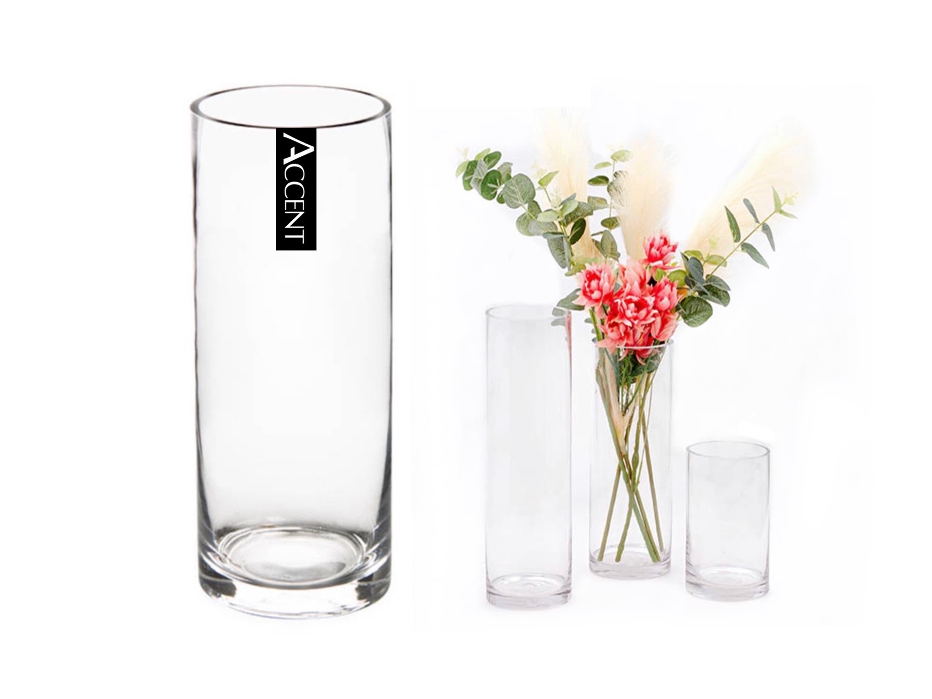 V637-GVA30283-202508252105-00 bulk 6 Glass Cylinder Vase Flower 35cm - Image 1