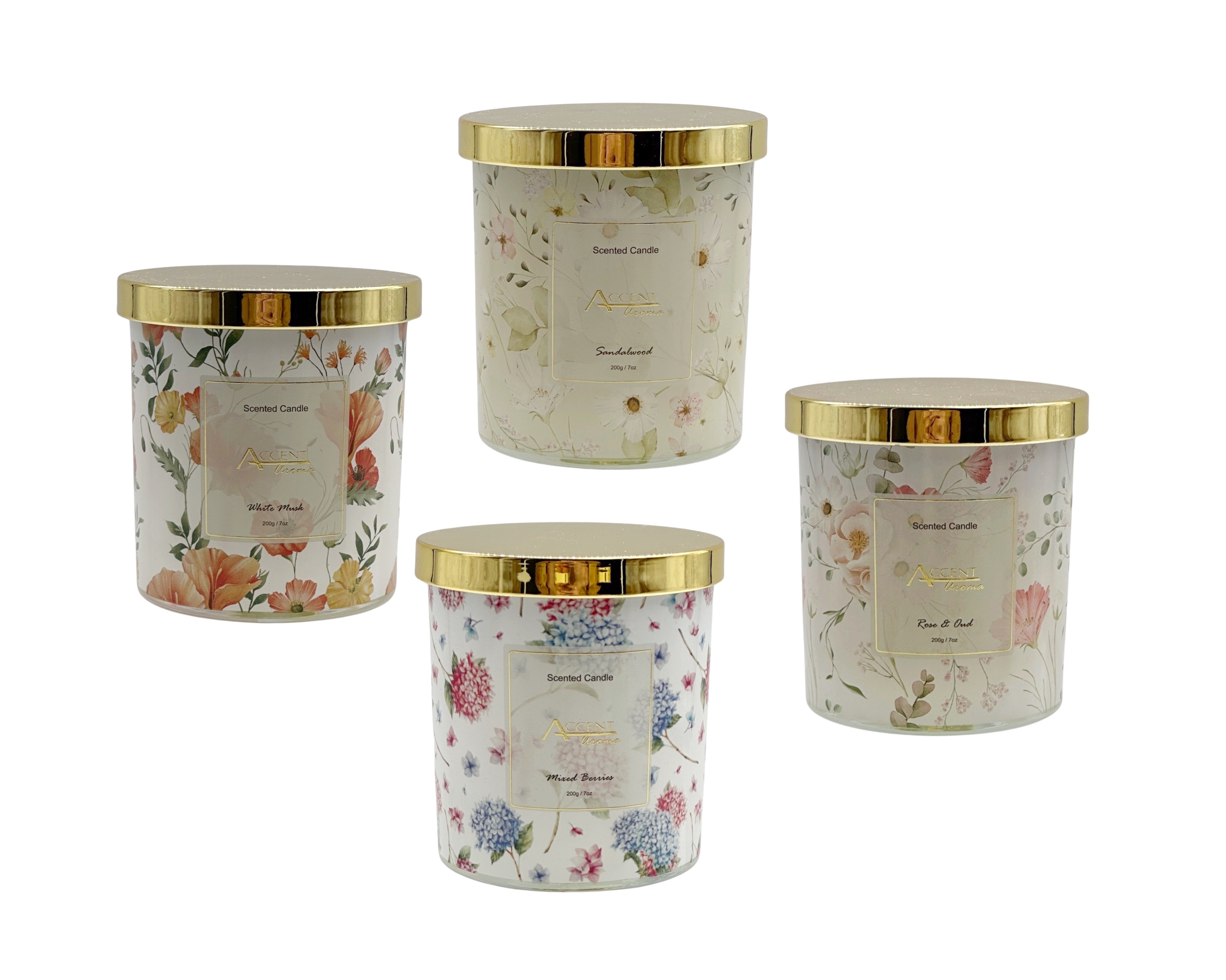 V637-INC35323-202508252230-00 bulk 24 Meadow Bouquet Scented Candle 200G 4 Assorted - Image 1