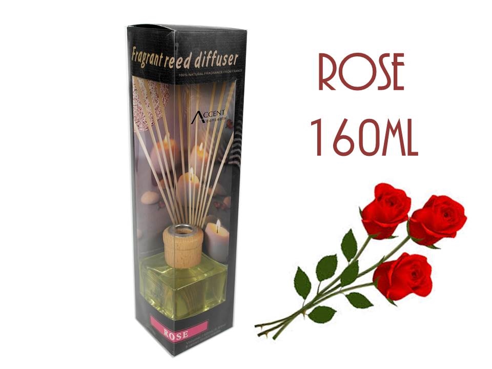 V637-INC5571-202508252240-00 Bulk 12 Fragrant Oil Diffuser Rose 160ml 12 Rattan Sticks - Image 1