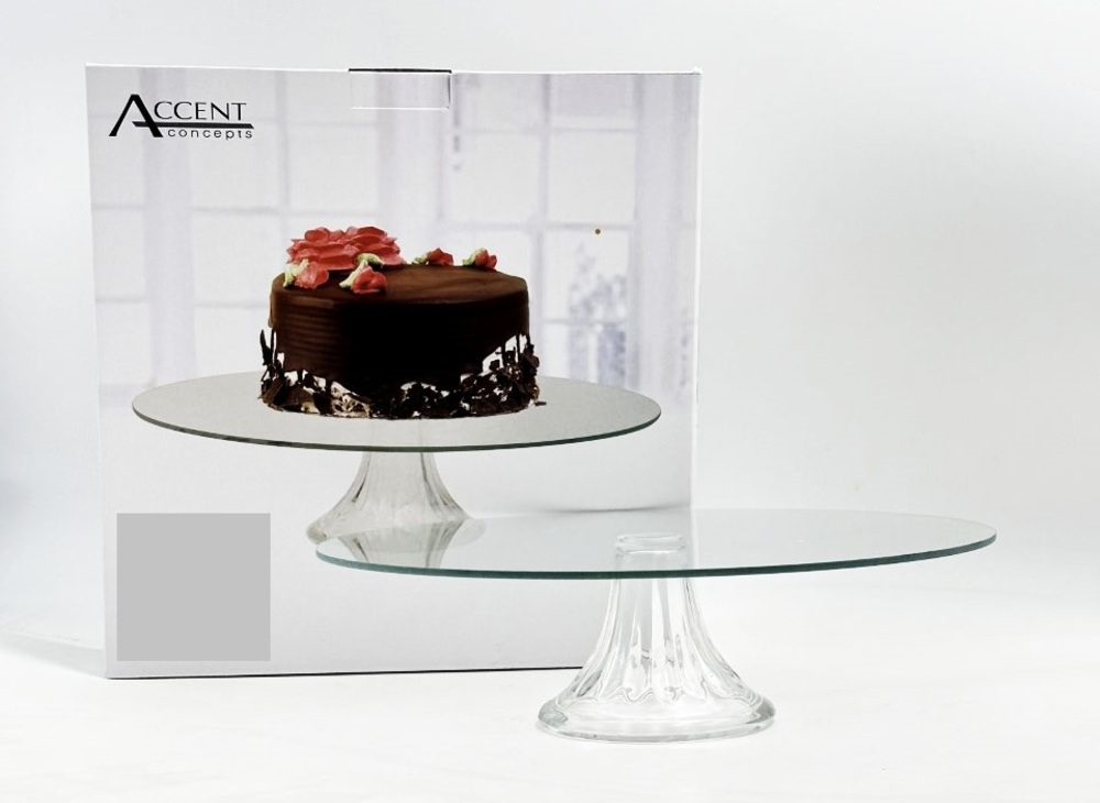 V637-KIT33979-202508252330-00 Glass Round Cake Stand 30cm - Image 1