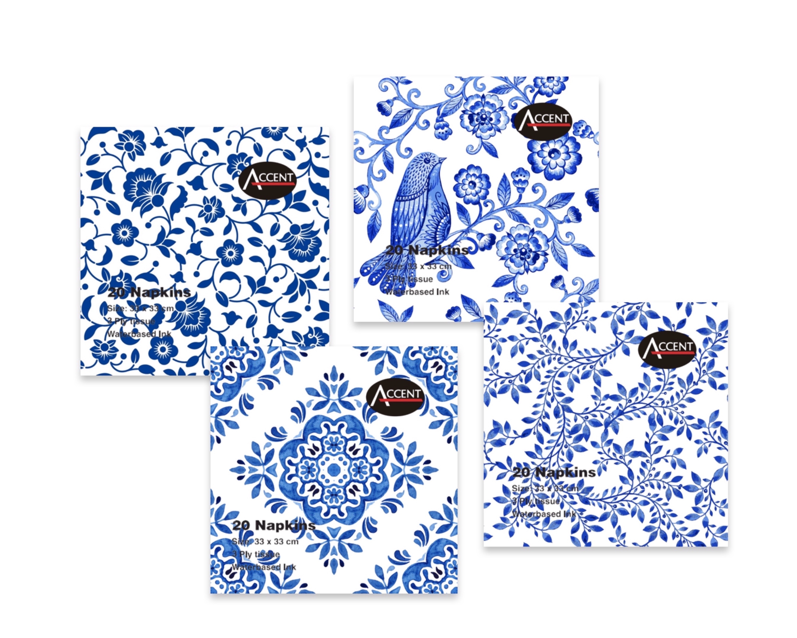 V637-PAR32783-202508252015-00 bulk 960 3Ply Napkin All About Blue Assort 33cm - Image 1