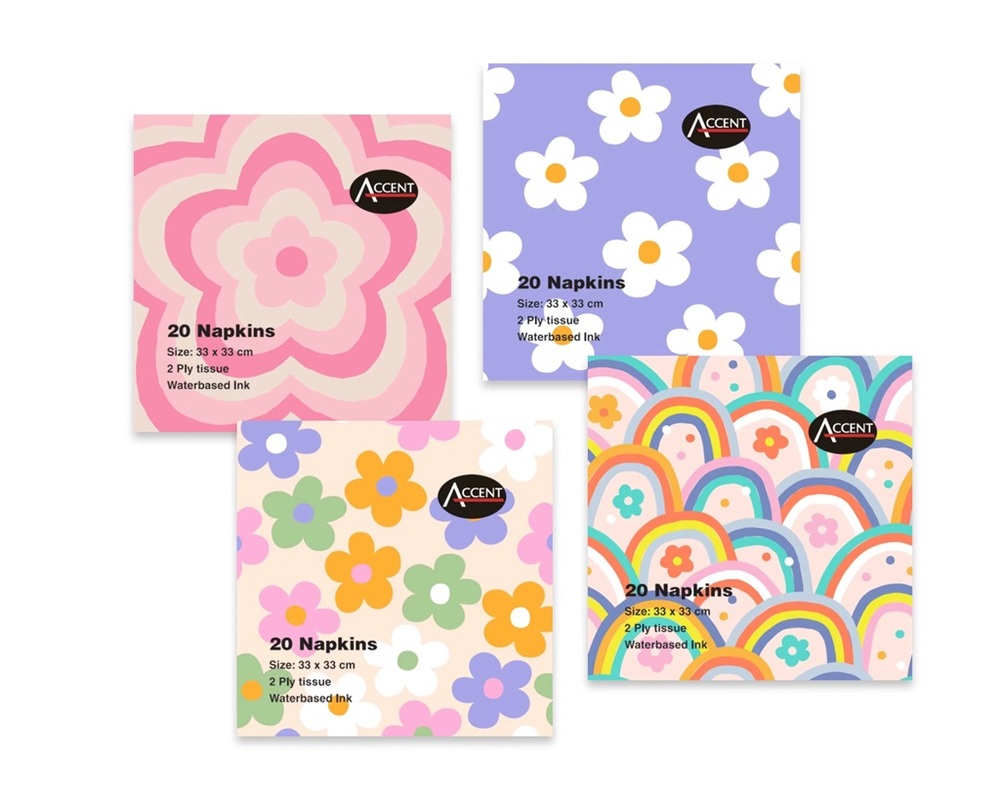 V637-PAR32887-202508252015-00 bulk 960 Groovy Style Napkins 2ply Assort 33cm - Image 1
