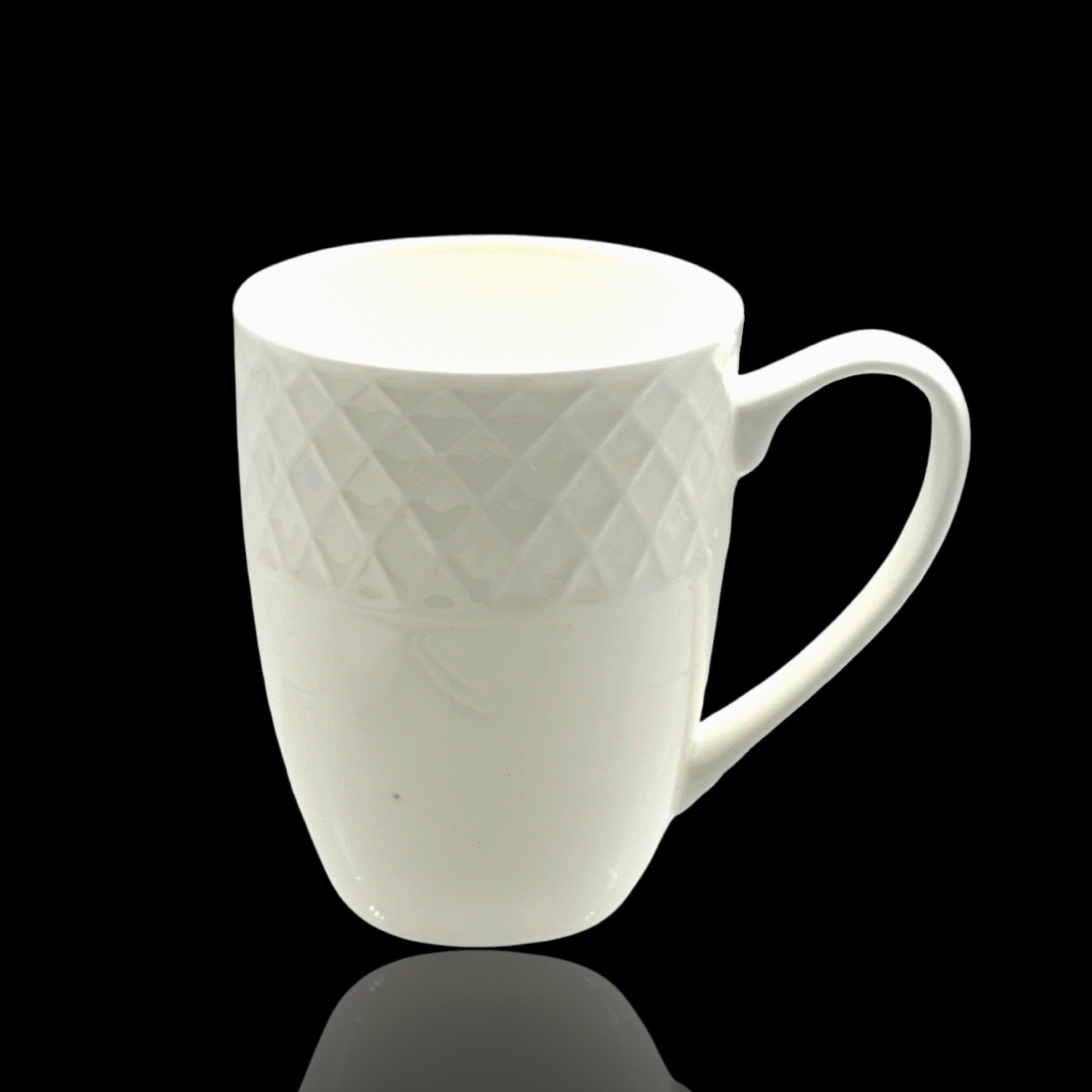 V637-TAB35266-202508260615-00 bulk 36 White Bone China Mug Embossed 450ml - Image 1