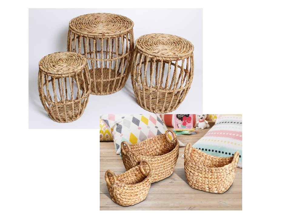 V637-WDB27520-202508260640-00 Set 6 Water Hyacinth Storage Table & Baskets 50cm - Image 1