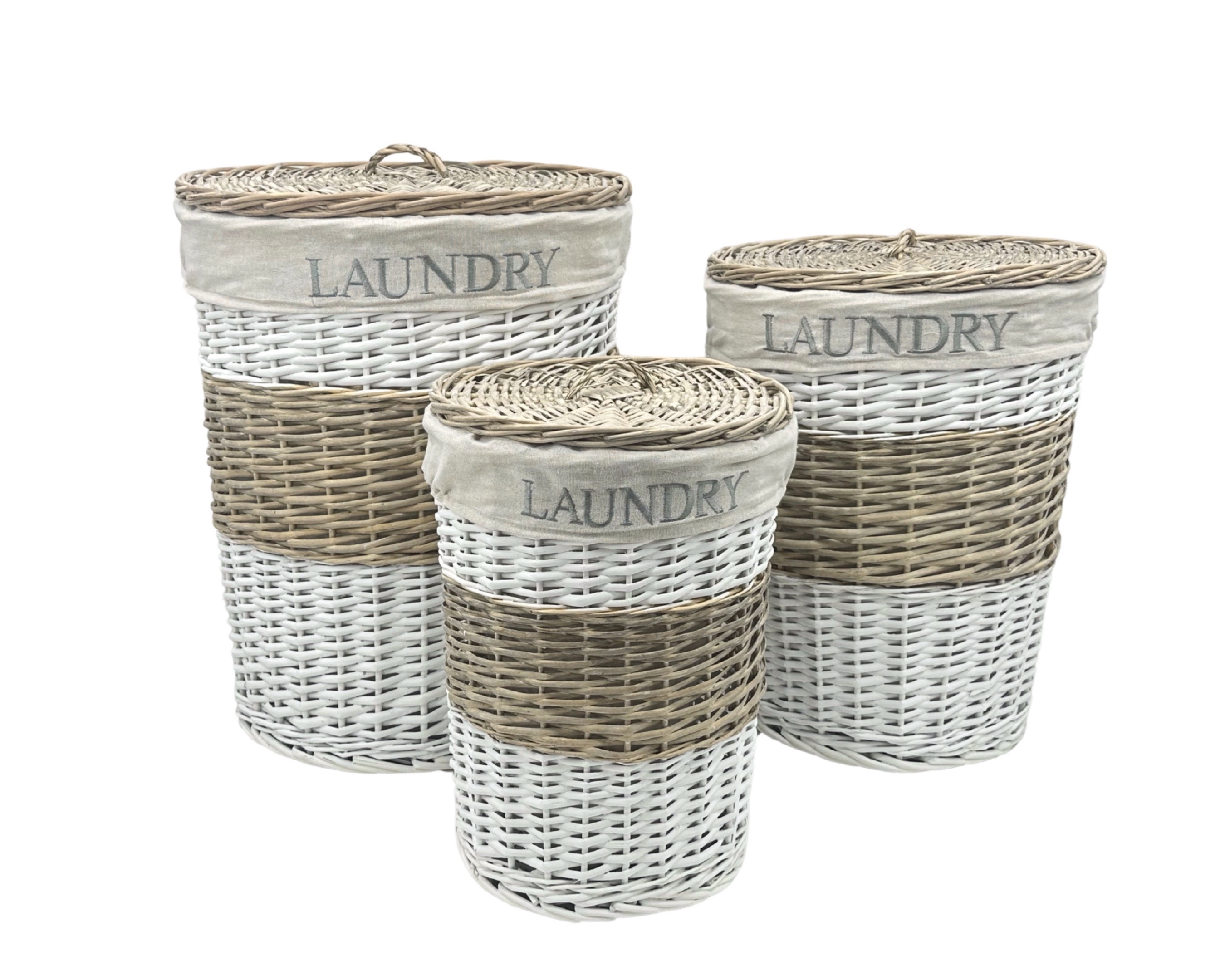 V637-WDB35427-202508260645-00 Set 3 Hampton Willow Round Laundry Basket 45x55cm - Image 1
