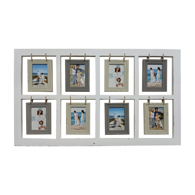 V637-WF-AHF16016-GY-1-202508260735-00 Antique 8 Collage Hanging Photo Frame 100cm - Image 1